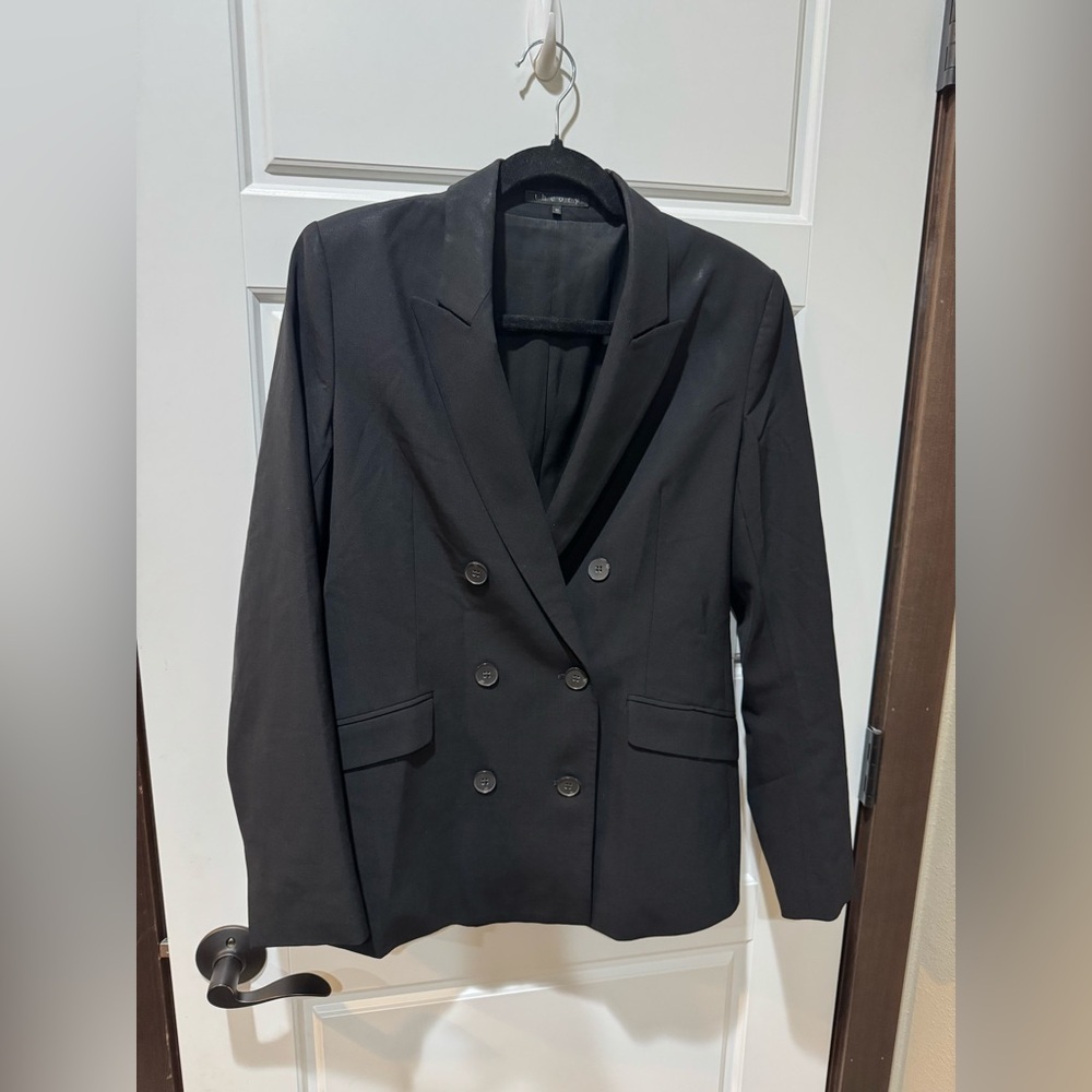 Elegant Black Theory Double-Breasted Women's Blazer